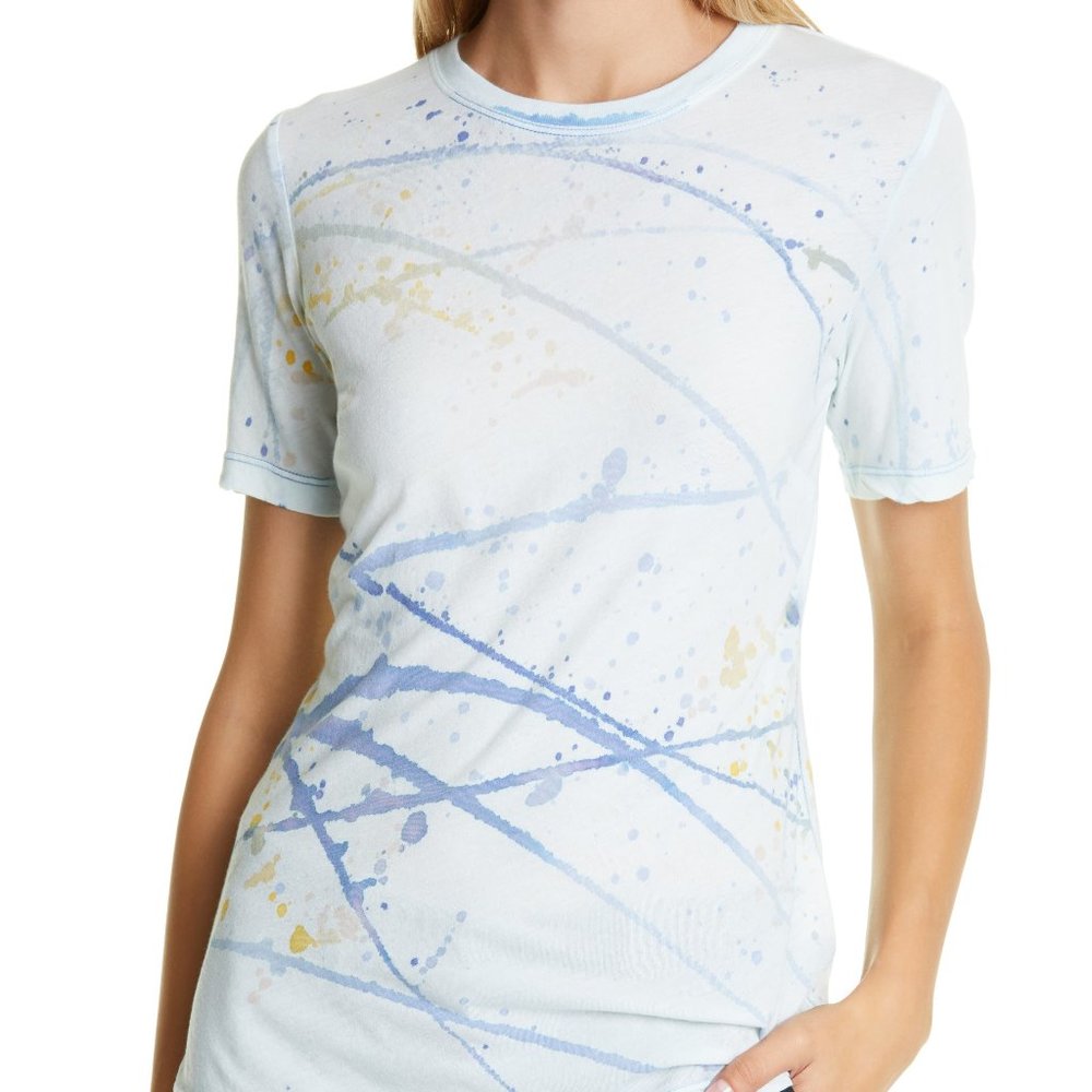 Women's Raquel Allegra Paint Print Slim T-Shirt, Size 2 - Blue